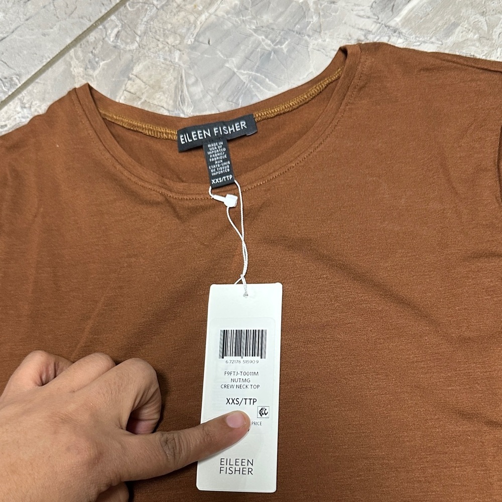 Eileen Fisher Rich Brown Long Sleeve Top - Picture 3 of 6